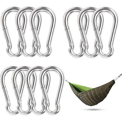 OSQI 10 Stück Karabinerhaken Aus Edelstahl, Wasserdicht, Rostbeständig, Langlebig, Für Sport, Hängematte, Angeln, Schaukel, Camping, Heim, Gartenbau, Dekoration OSQI 10 Stück Karabinerhaken Aus Edelstahl, Wasserdicht, Rostbeständig, Langlebig, Für Sport, Hängematte, Angeln, Schaukel, Camping, Heim, Gartenbau, Dekoration