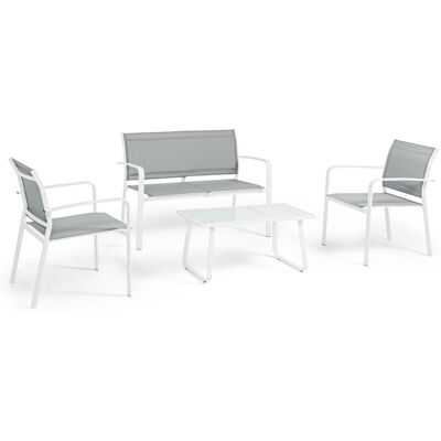 Caesaroo Atlanta Gartenset - Weißes Stahl-Outdoor-Möbel Caesaroo Atlanta Gartenset - Weißes Stahl-Outdoor-Möbel
