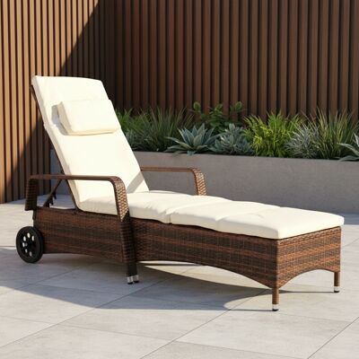 MELKO Sonnenliege Braun Garten Liege Rattan Terrasse Liege Relax Liege Sedia a sdraio MELKO Sonnenliege Braun Garten Liege Rattan Terrasse Liege Relax Liege Sedia a sdraio