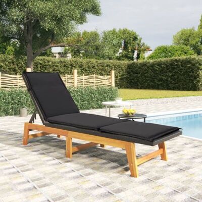 Sonnenliege Mit Kissen Poly Rattan & Massivholz Akazie - Vidaxl Sonnenliege Mit Kissen Poly Rattan & Massivholz Akazie - Vidaxl