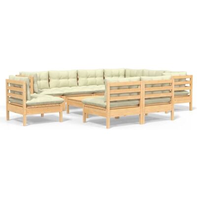 Vidaxl Gartenmöbelset 10-teilig Mit Cremefarbenen Kissen Aus Massivem Kiefernholz Vidaxl Gartenmöbelset 10-teilig Mit Cremefarbenen Kissen Aus Massivem Kiefernholz
