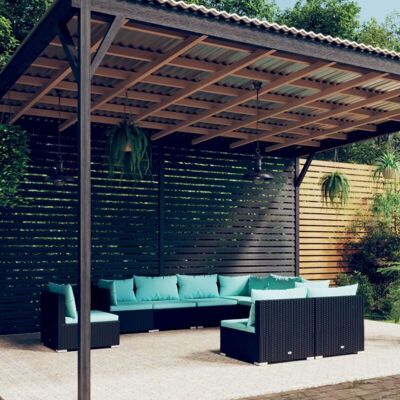 MAISONCHIC - 9-tlg Gartenset - Schwarz - Polyrattan - Garden Furniture Set MAISONCHIC - 9-tlg Gartenset - Schwarz - Polyrattan - Garden Furniture Set