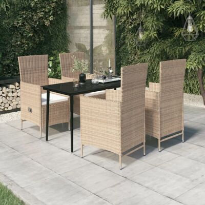 5-tlg. Garten-essgruppe Mit Kissen Beige - Vidaxl 5-tlg. Garten-essgruppe Mit Kissen Beige - Vidaxl