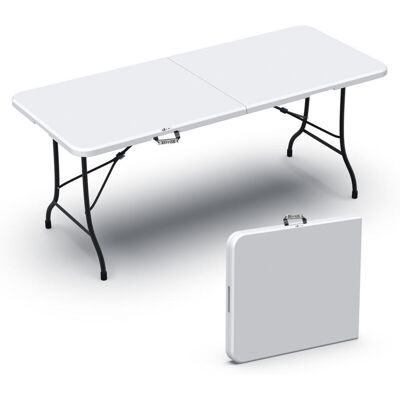 Vounot® Gartentisch Klapptisch 180x75 Cm Campingtisch Buffettisch Klappbar, Weiß Vounot® Gartentisch Klapptisch 180x75 Cm Campingtisch Buffettisch Klappbar, Weiß