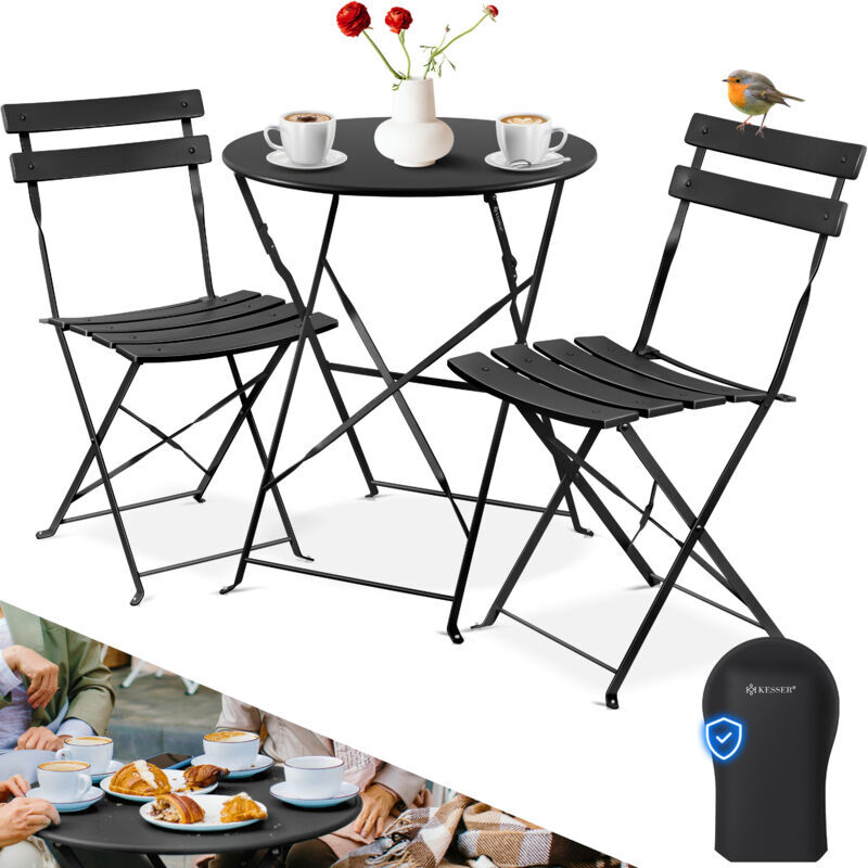 KESSER Bistroset 3-teilig Bistrotisch mit 2 klappbaren Stühle Set Balkonset Balkonmöbel Klapp-Möbel Gartenset Sitzgarnitur Gartengarnitur Gartenmöbel