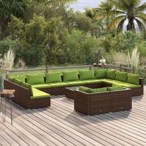 13-tlg. Garten-Lounge-Set, Gartenmöbel, Sitzgruppe Gartenset mit Kissen Braun Poly Rattan LLOAQ698789 Maisonchic