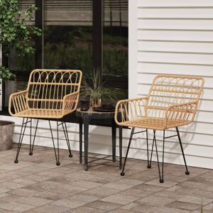 2 Stk. Gartenstühle Garten Balkon Terrasse Outdoor Sessel Gartenmöbel mit Armlehnen 56x64x80 cm PE-Rattan BZRBD953386 Maisonchic