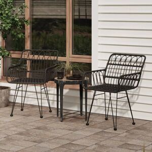 2 Stk. Gartenstühle Garten Balkon Terrasse Outdoor Sessel Gartenmöbel mit Armlehnen Schwarz 56x64x80 cm PE-Rattan BZRBD426689 Maisonchic