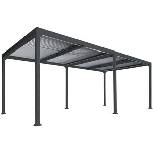 Neuwertig] Alu Pergola HHG 774, Lamellen-Pavillon Terrassenüberdachung, stabiles 8cm-Metall-Gestell 3x6m anthrazit - grey