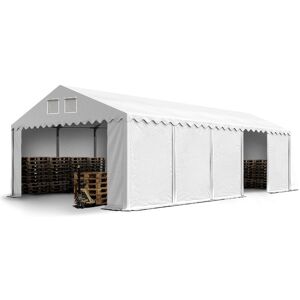 Intent24 - Stabiles Lagerzelt Zelthalle 6 x 10 m feuersicher in weiß pvc 1400 n wasserdicht Weidezelt 2,60m Höhe - weiß