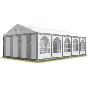 INTENT24 Festzelt xxl Partyzelt 6x10m, hochwertige feuersichere pvc 1400 n Plane nach din in grau-weiß, 100% wasserdicht, vollverzinkte Stahlkonstruktion mit