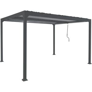 Neuwertig] Alu Pergola HHG 970, Lamellen-Pavillon Terrassenüberdachung, stabiles 8cm-Metall-Gestell 3x3,7m anthrazit - black