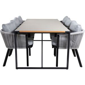 EBUY24 Texas Gartenset Tisch 100x200cm und 6 Stühle Virya weiß, schwarz, grau, natur.
