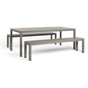 Tisch und Bänke Set Nardi Rio Alu mit Aluminiumplatte für Garten und Veranda 210 cm Made in Italy -Taubengrau