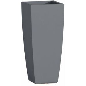 Monacis - Hohe quadratische Vase Cromia Square aus harz 'Made in Italy -Grau / 70 cm