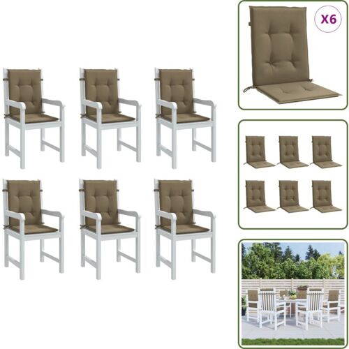VIDAXL Niedriglehner-Auflagen 6 Stk. Melange Taupe 100x50x4 cm Stoff - Niedriglehner Auflagen - Gartenstuhlkissen - Outdoor Kissen - Sitzkissen - Sofa Kissen