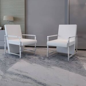 vidaXL Sessel 2 Stück Chromrahmen Weiß Kunstleder vidaXL Sessel 2 Stück Chromrahmen Weiß Kunstleder