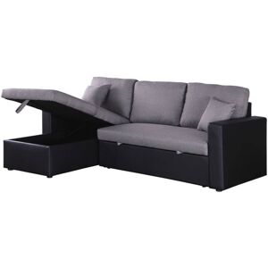 Habitat Et Jardin - Ecksofa Reversibel Mit Schlaffunktion Und Stauraum 'alain' - 3-sitzer - Schwarz / Grau Habitat Et Jardin - Ecksofa Reversibel Mit Schlaffunktion Und Stauraum 'alain' - 3-sitzer - Schwarz / Grau