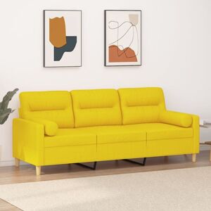 Vidaxl 3-sitzer Sofa Mit Kissen Hellgelb 180 Cm Stoff Vidaxl 3-sitzer Sofa Mit Kissen Hellgelb 180 Cm Stoff