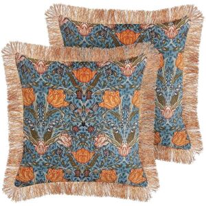Beliani Set aus 2 Samtcushions mit Blumenmuster - Dekokissen Beliani Set aus 2 Samtcushions mit Blumenmuster - Dekokissen