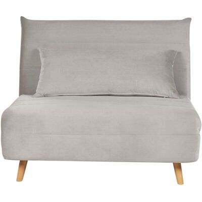 Beliani Kleines Sofa Bett Hellgrau Samtstoff - Schlafsofa Beliani Kleines Sofa Bett Hellgrau Samtstoff - Schlafsofa