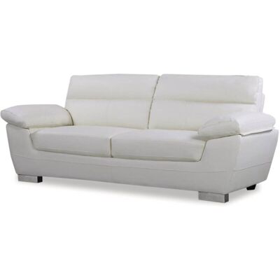 Habitat Et Jardin - Ledersofa Aus Rekonstituiertem Leder Und Pvc 'dallas' - 210 X 88 X 90 Cm - 3-sitzer - Weiß Habitat Et Jardin - Ledersofa Aus Rekonstituiertem Leder Und Pvc 'dallas' - 210 X 88 X 90 Cm - 3-sitzer - Weiß