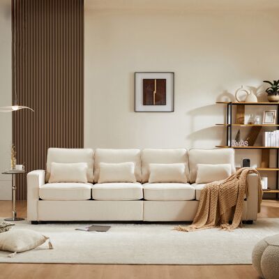 SANS MARQUE Modernes 4-sitzer-sofa – 264x83x87 Cm – 65 Kg – Aus Leinenoptik – Mit 4 Kissen – Platz Für Vier – Die Eigenschaften Von – Die Rückenlehne – Modell B SANS MARQUE Modernes 4-sitzer-sofa – 264x83x87 Cm – 65 Kg – Aus Leinenoptik – Mit 4 Kissen – Platz Für Vier – Die Eigenschaften Von – Die Rückenlehne – Modell B