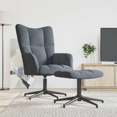 Relaxsessel Mit Hocker Dunkelgrau Samt Vidaxl Relaxsessel Mit Hocker Dunkelgrau Samt Vidaxl
