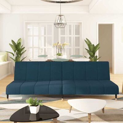 Devenirriche - Schlafsofa 2-sitzer Blau Samt Vidaxl Devenirriche - Schlafsofa 2-sitzer Blau Samt Vidaxl