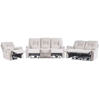 BELIANI Sofa Set Elektrisch Verstellbar 6-sitzer Bergen Samtstoff Sandbeige Mit Usb-anschluss BELIANI Sofa Set Elektrisch Verstellbar 6-sitzer Bergen Samtstoff Sandbeige Mit Usb-anschluss