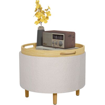 Homaire Ottomane Mit Stauraum, Klappdeckel, Tablettfunktion, Polyester Und Mdf, 56x56x42 Cm, Weiß Homaire Ottomane Mit Stauraum, Klappdeckel, Tablettfunktion, Polyester Und Mdf, 56x56x42 Cm, Weiß
