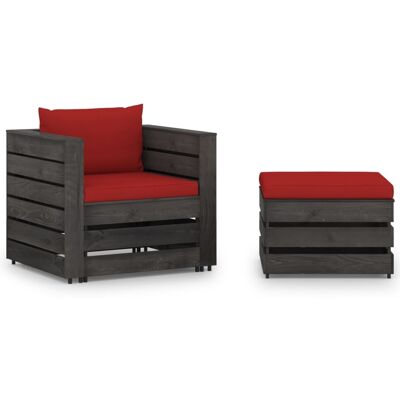VIDAXL 2-tlg. Garten-lounge-set Mit Kissen Grau Imprägniertes Holz3605-a VIDAXL 2-tlg. Garten-lounge-set Mit Kissen Grau Imprägniertes Holz3605-a
