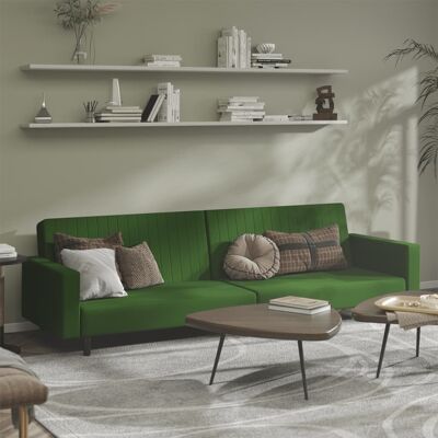 Prolenta Premium - Schlafsofa 2-sitzer Dunkelgrün Samt Vidaxl Prolenta Premium - Schlafsofa 2-sitzer Dunkelgrün Samt Vidaxl
