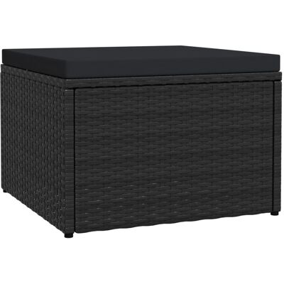 Vidaxl Garden Footstool With Cushion Black Poly Rattan Vidaxl Garden Footstool With Cushion Black Poly Rattan
