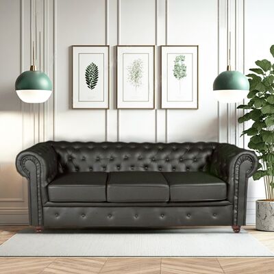 Le Quai Des Affaires - Chesterfield 3-sitzer-sofa / Schwarz/ 213x85x72 Le Quai Des Affaires - Chesterfield 3-sitzer-sofa / Schwarz/ 213x85x72