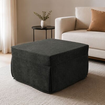Puof In Ein Einzelbett Umwandelbar, Made In Italy, Klappbett, Pouf Mit Abnehmbarem, Platzsparendem Stoff Für Das Wohnzimmer, Cm 78x78 / 195h45, Grau - Talamo Italia Puof In Ein Einzelbett Umwandelbar, Made In Italy, Klappbett, Pouf Mit Abnehmbarem, Platzsparendem Stoff Für Das Wohnzimmer, Cm 78x78 / 195h45, Grau - Talamo Italia