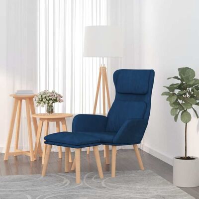 vidaXL Relaxsessel Blau Samt mit Hocker vidaXL Relaxsessel Blau Samt mit Hocker