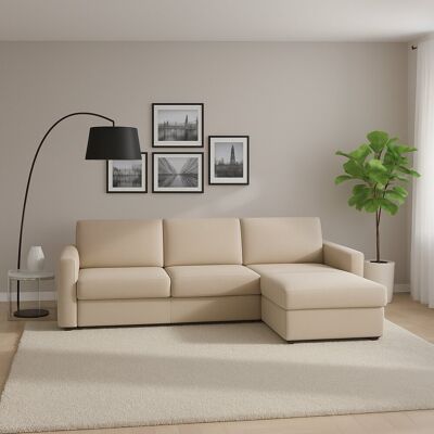 Festes Sofa Nicoletta, Ecksofa, 100% Made In Italy, Sofa-wohnzimmer, Mit Wendebehälter Halbinsel, Aus Gepolstertem Stoff, Mit Standard-armlehnen, Cm 280x95h90 - Talamo Italia Festes Sofa Nicoletta, Ecksofa, 100% Made In Italy, Sofa-wohnzimmer, Mit Wendebehälter Halbinsel, Aus Gepolstertem Stoff, Mit Standard-armlehnen, Cm 280x95h90 - Talamo Italia