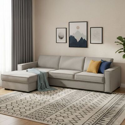 DMORA Schlafsofa Adima, Ecksofa, 100% Made In Italy, Sofa Mit Drehöffnung, Linke Containerhalbinsel, Mit Schmalen Armlehnen, Cm 260x95h90, Grau - Talamo Italia DMORA Schlafsofa Adima, Ecksofa, 100% Made In Italy, Sofa Mit Drehöffnung, Linke Containerhalbinsel, Mit Schmalen Armlehnen, Cm 260x95h90, Grau - Talamo Italia