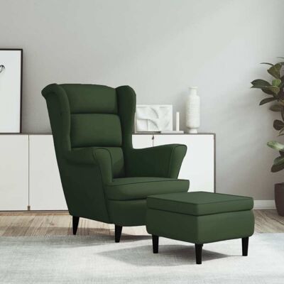 Ohrensessel Mit Hocker Dunkelgrün Samt - Vidaxl Ohrensessel Mit Hocker Dunkelgrün Samt - Vidaxl