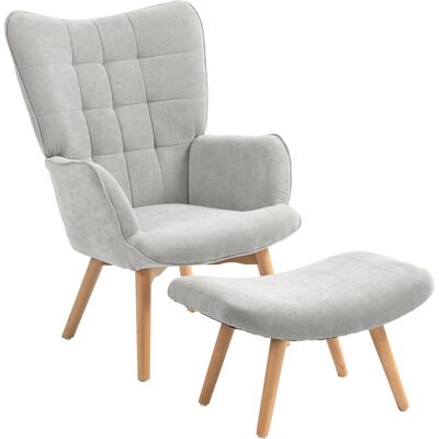 KELLANY Ohrensessel Mit Hocker, Relaxsessel, Polstersessel In Cord-optik, Loungesessel, Armlehnstuhl Mit Holzbeine, Fernsehsessel Für Wohnzimmer, Grau KELLANY Ohrensessel Mit Hocker, Relaxsessel, Polstersessel In Cord-optik, Loungesessel, Armlehnstuhl Mit Holzbeine, Fernsehsessel Für Wohnzimmer, Grau