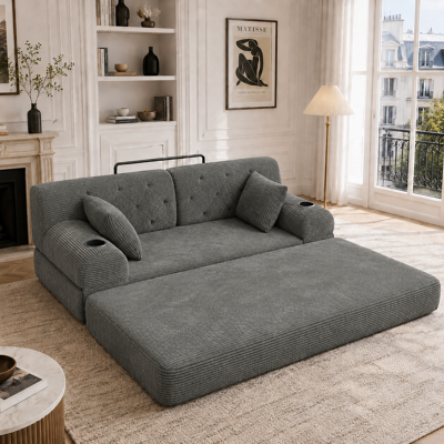 SANS MARQUE 2-sitzer Schlafsofa – 168x80x81 Cm – 34.2 Kg – Aus Cord – Schlaf Funktion – Hoher Rücken – Dichter Schaum – Mehr Komfort – Cord Stoff – Dunkelgrau SANS MARQUE 2-sitzer Schlafsofa – 168x80x81 Cm – 34.2 Kg – Aus Cord – Schlaf Funktion – Hoher Rücken – Dichter Schaum – Mehr Komfort – Cord Stoff – Dunkelgrau