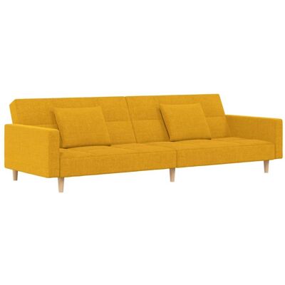 Devenirriche - Schlafsofa 2-sitzer Mit 2 Kissen Gelb Stoff Vidaxl Devenirriche - Schlafsofa 2-sitzer Mit 2 Kissen Gelb Stoff Vidaxl
