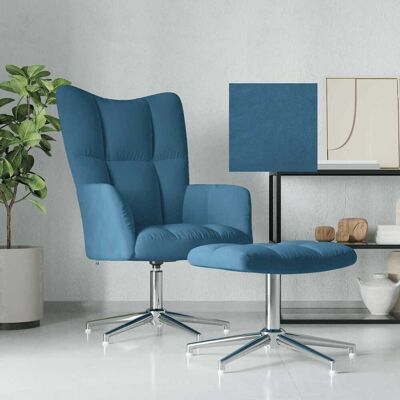 Relaxsessel Mit Hocker Blau Samt Vidaxl Relaxsessel Mit Hocker Blau Samt Vidaxl