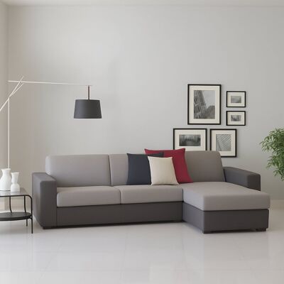Festes Sofa Nicoletta, Ecksofa, 100% Made In Italy, Sofa-wohnzimmer, Mit Wendebehälter Halbinsel, Aus Gepolstertem Stoff, Mit Standard-armlehnen, Cm 280x95h90 - Talamo Italia Festes Sofa Nicoletta, Ecksofa, 100% Made In Italy, Sofa-wohnzimmer, Mit Wendebehälter Halbinsel, Aus Gepolstertem Stoff, Mit Standard-armlehnen, Cm 280x95h90 - Talamo Italia