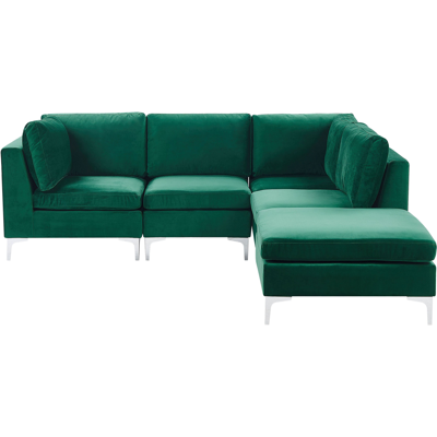 Beliani Linke Hand Modulare Eckcouch Grüner Samtstoff 4-Sitzer - Ecksofa Beliani Linke Hand Modulare Eckcouch Grüner Samtstoff 4-Sitzer - Ecksofa