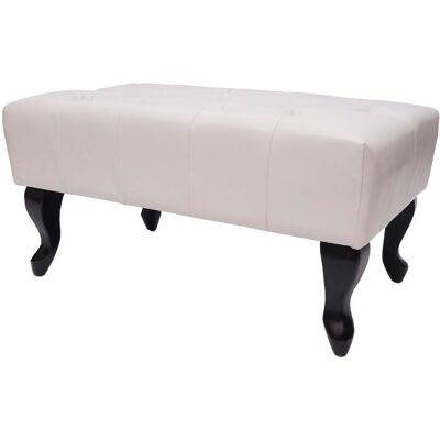 HHG Ottomane Chesterfield Oxford, Sitzhocker Fußablage Hocker, Wasserabweisend 39x77x47cm Kunstleder Creme-weiß HHG Ottomane Chesterfield Oxford, Sitzhocker Fußablage Hocker, Wasserabweisend 39x77x47cm Kunstleder Creme-weiß