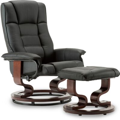 Relaxsessel Mit Hocker, 360°drehbarer Fernsehsessel Mit Liegefunktion, Bis 120 Kg Belastbarer Tv-sessel, Moderner Ruhesessel Für Wohnzimmer, Kunstleder, 9019 (schwarz-kunstleder) - Mcombo Relaxsessel Mit Hocker, 360°drehbarer Fernsehsessel Mit Liegefunktion, Bis 120 Kg Belastbarer Tv-sessel, Moderner Ruhesessel Für Wohnzimmer, Kunstleder, 9019 (schwarz-kunstleder) - Mcombo