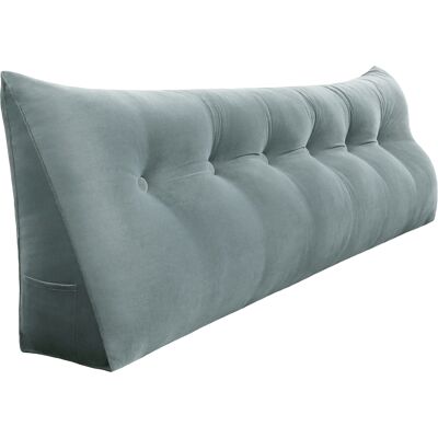 Großes Keil Lesekissen, Langes Bettruhe Rückenkissen, Dekoratives Kopfteilkissen, Dreieckiges Positionierungs Körperkissen Für Tagesbett Oder Couch, Samt Grau, 180cm - Grau - Vercart Großes Keil Lesekissen, Langes Bettruhe Rückenkissen, Dekoratives Kopfteilkissen, Dreieckiges Positionierungs Körperkissen Für Tagesbett Oder Couch, Samt Grau, 180cm - Grau - Vercart