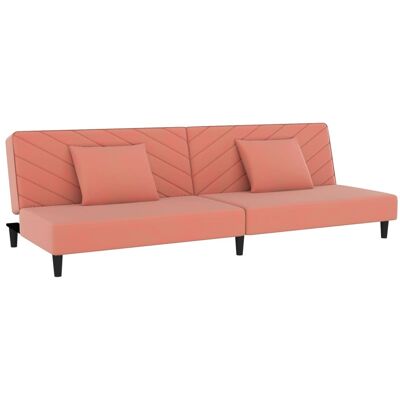 Devenirriche - Schlafsofa 2-sitzer Mit 2 Kissen Rosa Samt Vidaxl Devenirriche - Schlafsofa 2-sitzer Mit 2 Kissen Rosa Samt Vidaxl